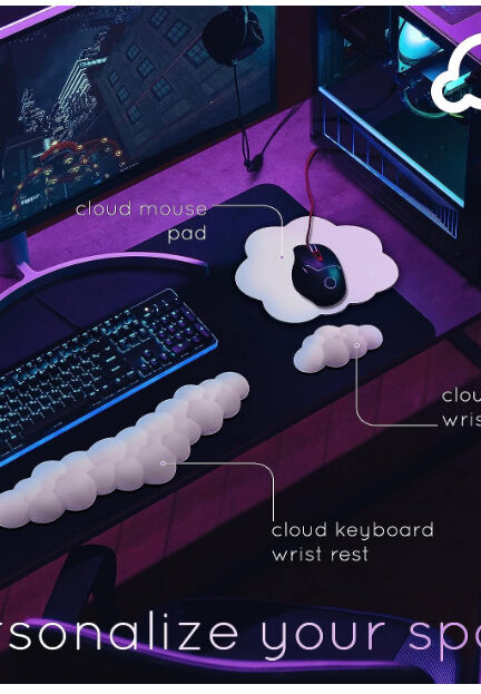 cloud shaped keyboard wrist rest on desktop